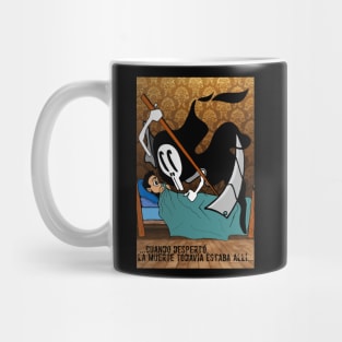 cuando despertó la muerte todavía estaba allí, the death standing still ecopop microtale art Mug